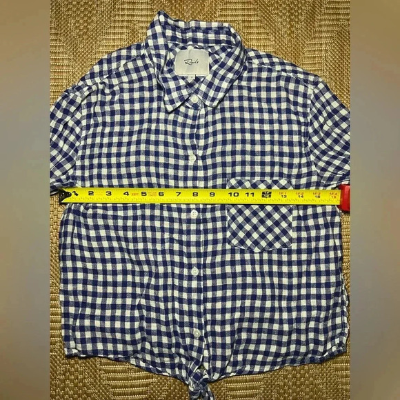 Rails Women's Val Blue Gingham Plaid Long Sleeve,Button Down, Tie Front, Size S - Picture 5 of 9